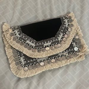 Lulu's Beaded/Fringe Envelop Clutch
